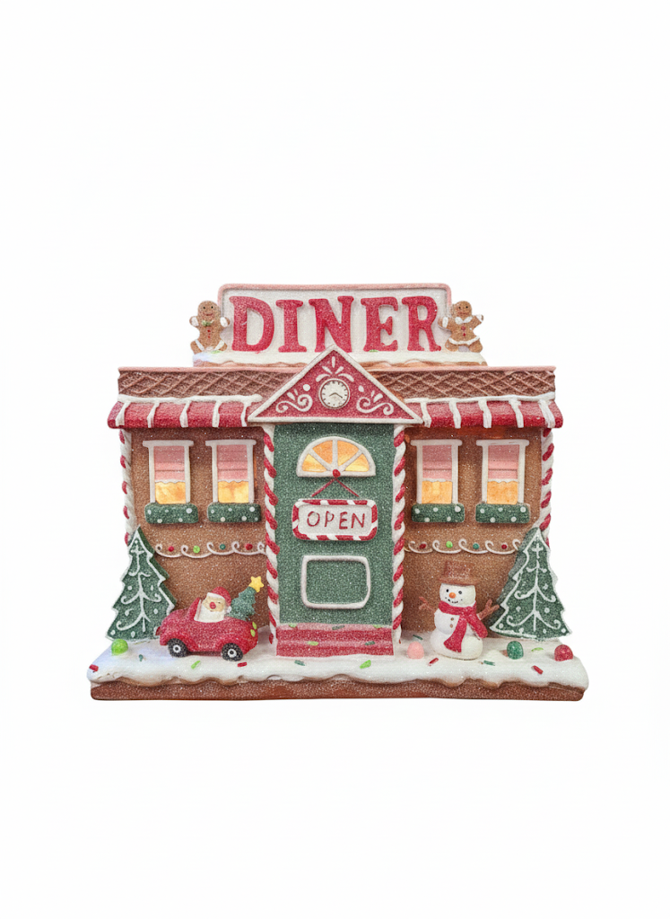270mm Gingerbread Diner With Lights