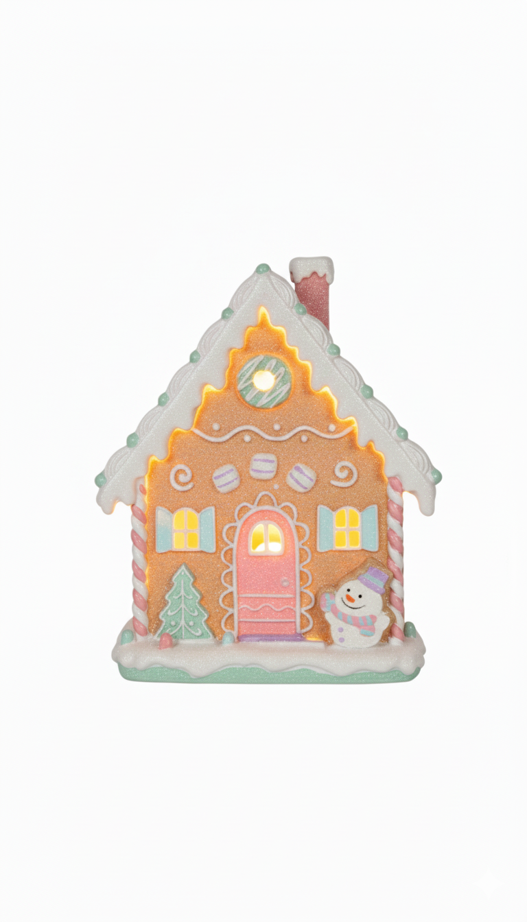 Gingerbread House With Pink Roof( Light up)