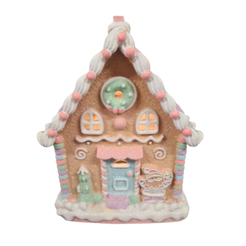Multi Coloured Roof Gingerbread House With Lights - 250mm