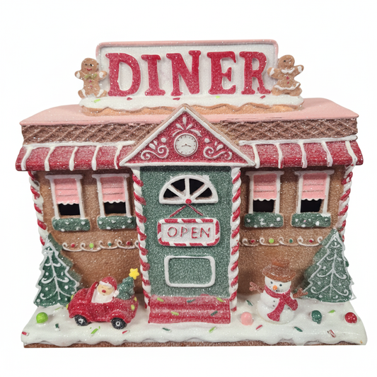 270mm Gingerbread Diner With Lights