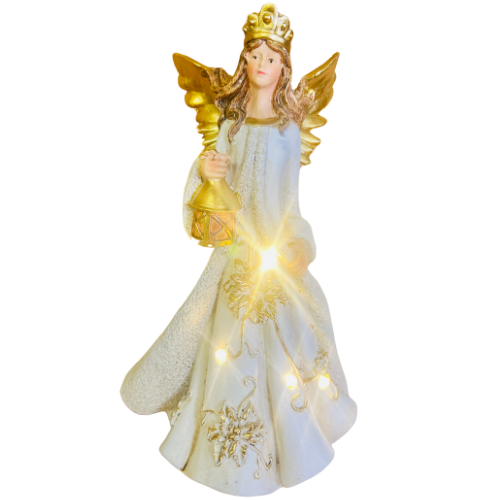 300 mm Resin Gold Angel With Lantern