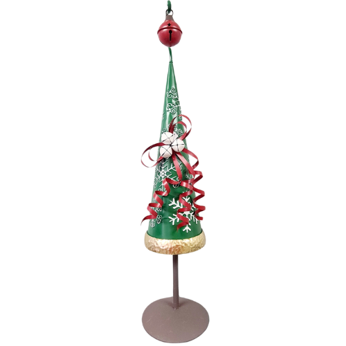 Metal Christmas Tree Green With Bells And Bows - 1 meter