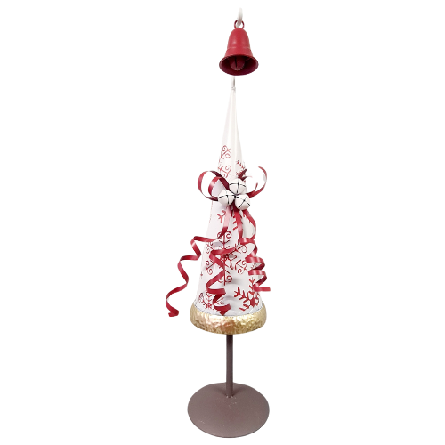 Metal Christmas Tree White With Bell And Bow - 1 meter