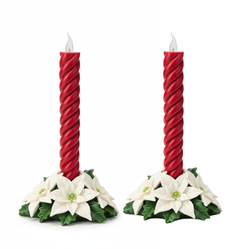 LED Poinsette Candles Set