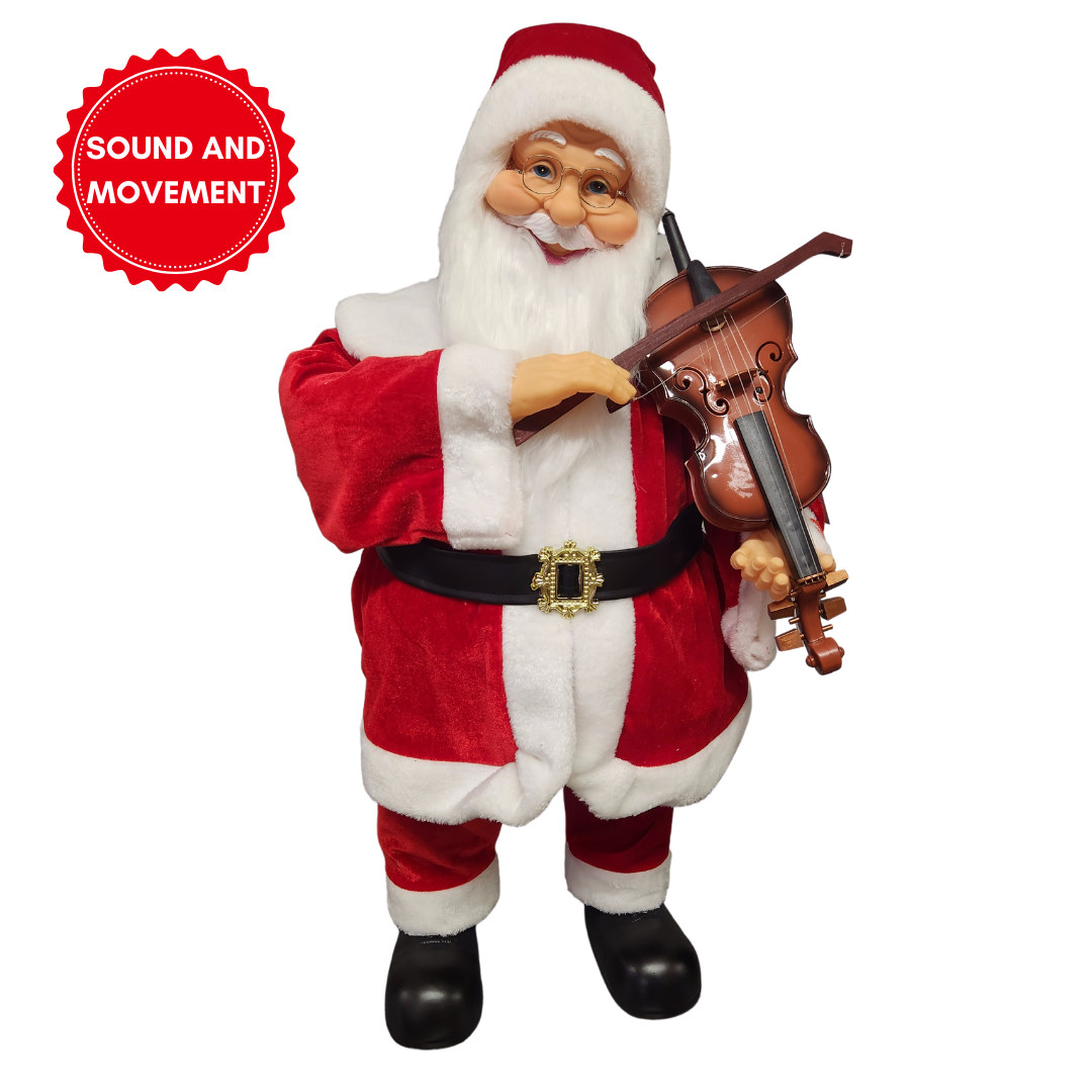 80cm Santa Playing Violin - With Movement and Sound