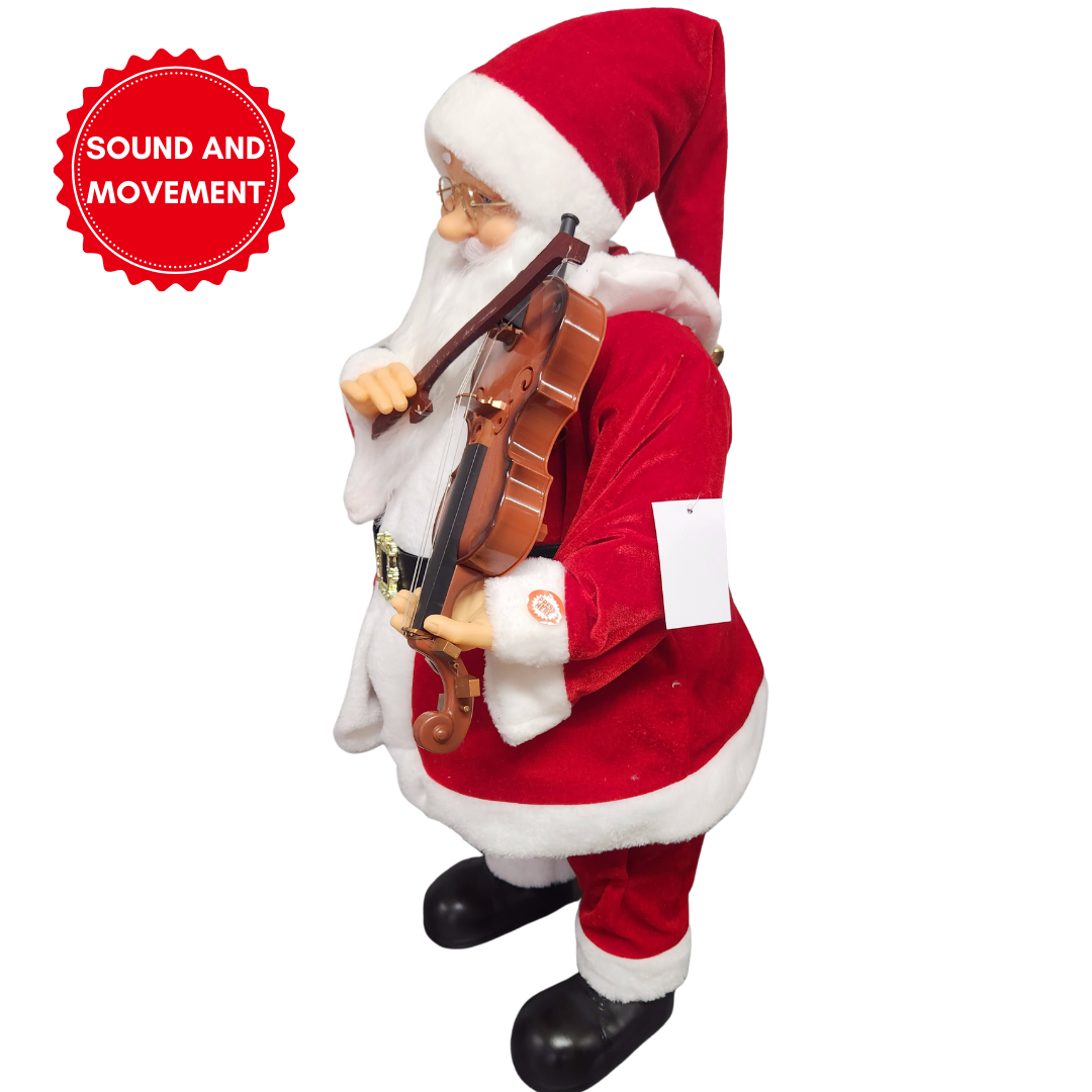 80cm Santa Playing Violin - With Movement and Sound