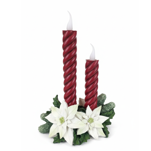 LED Poinsettia Candle Centerpiece Set