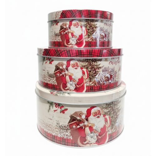 Set of 3 Santa Christmas Tins