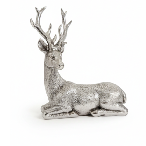 Silver Sitting Reindeer