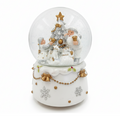 White & Gold Santa Snow Globe – 12 cm