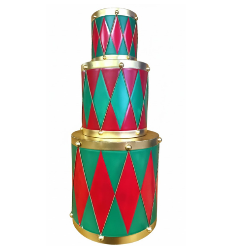Set Of 3 Dazzling Stacked Christmas Drumset Display - 1 Meter