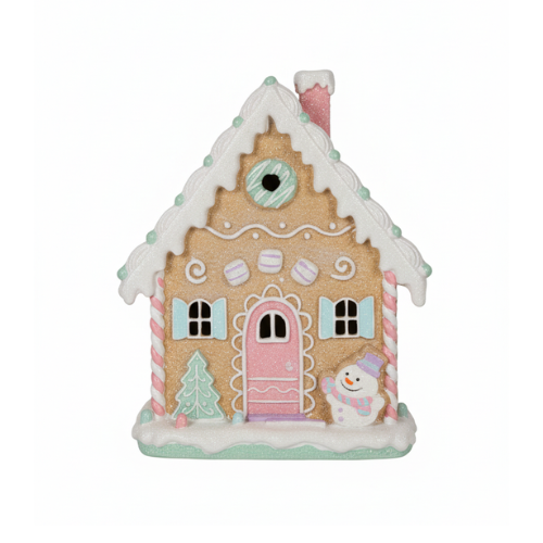 Gingerbread House With Pink Roof( Light up)