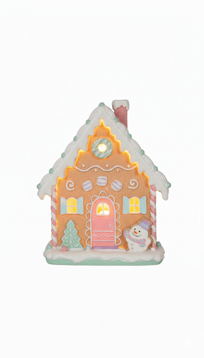 Gingerbread House With Pink Roof( Light up)