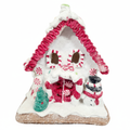 White Snowman Gingerbread House with Lights – 14 cm