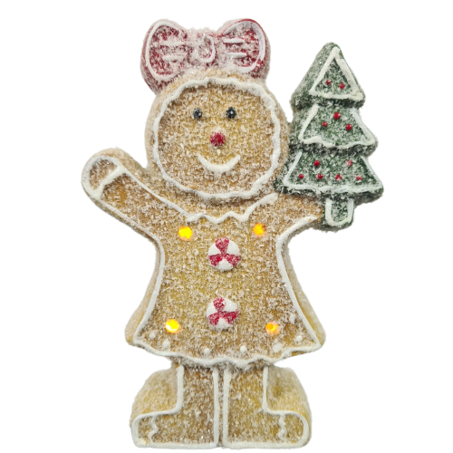 200mm Standing Gingerbread Girl With Lights