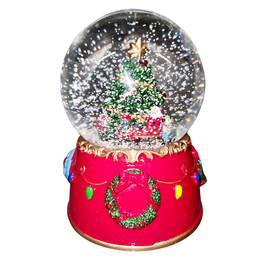 100mm Santa In Train By Christmas Tree Snowglobe