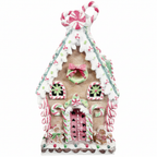 Candy Cane Gingerbread House with Lights – 37 cm