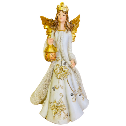 300 mm Resin Gold Angel With Lantern
