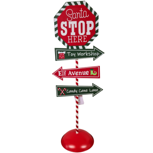 1,2m Metal Santa Stop Here Sign