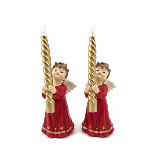 LED Red  Angel Candleholders Set Of 2