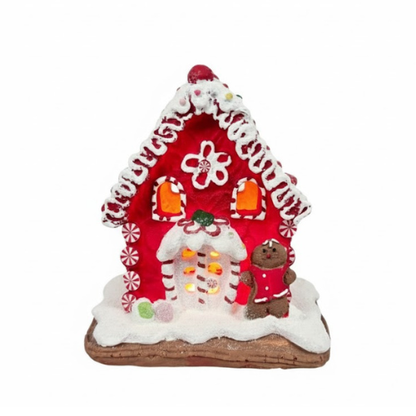 120mm Red Gingerbread House With Lights