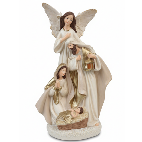 Holy Family with Angel Nativity Light Up Statue
