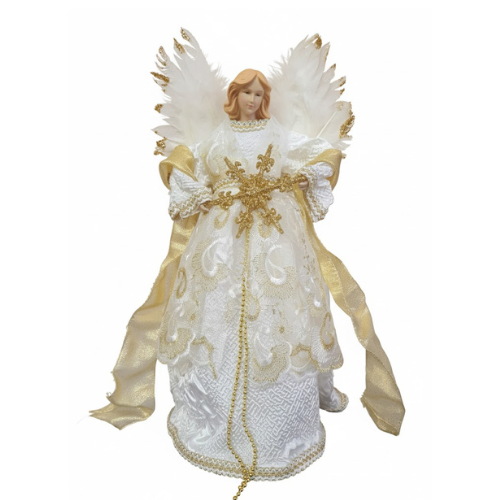 Elegant White & Gold Christmas Angel Tree Topper