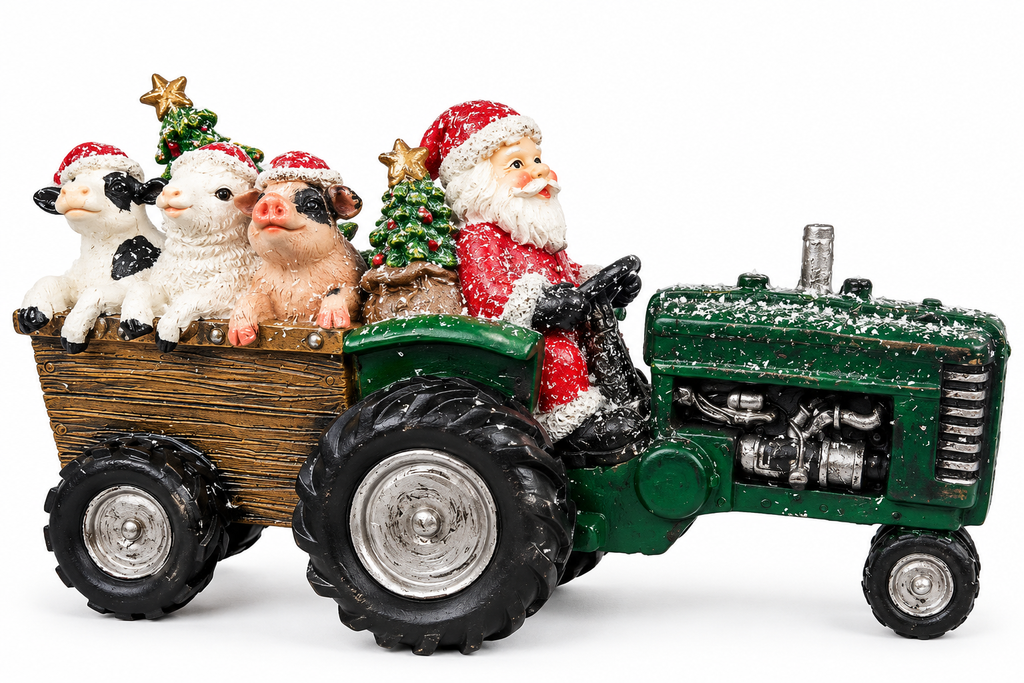 Santa with Green Tractor