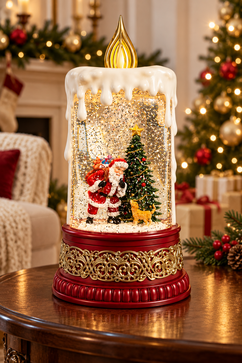 Santa's Christmas Candle Snow Globe