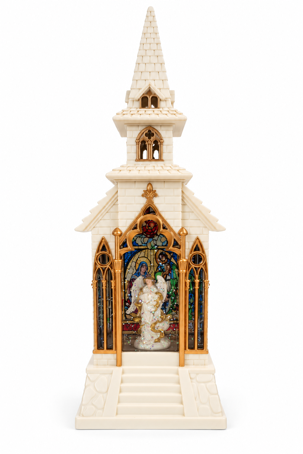 Ivory & Gold Stained Glass Angel Church