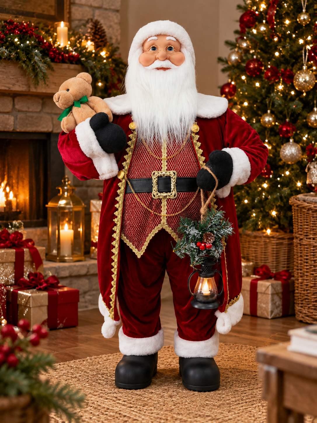 Vintage Santa with LED Lamp – 90 cm