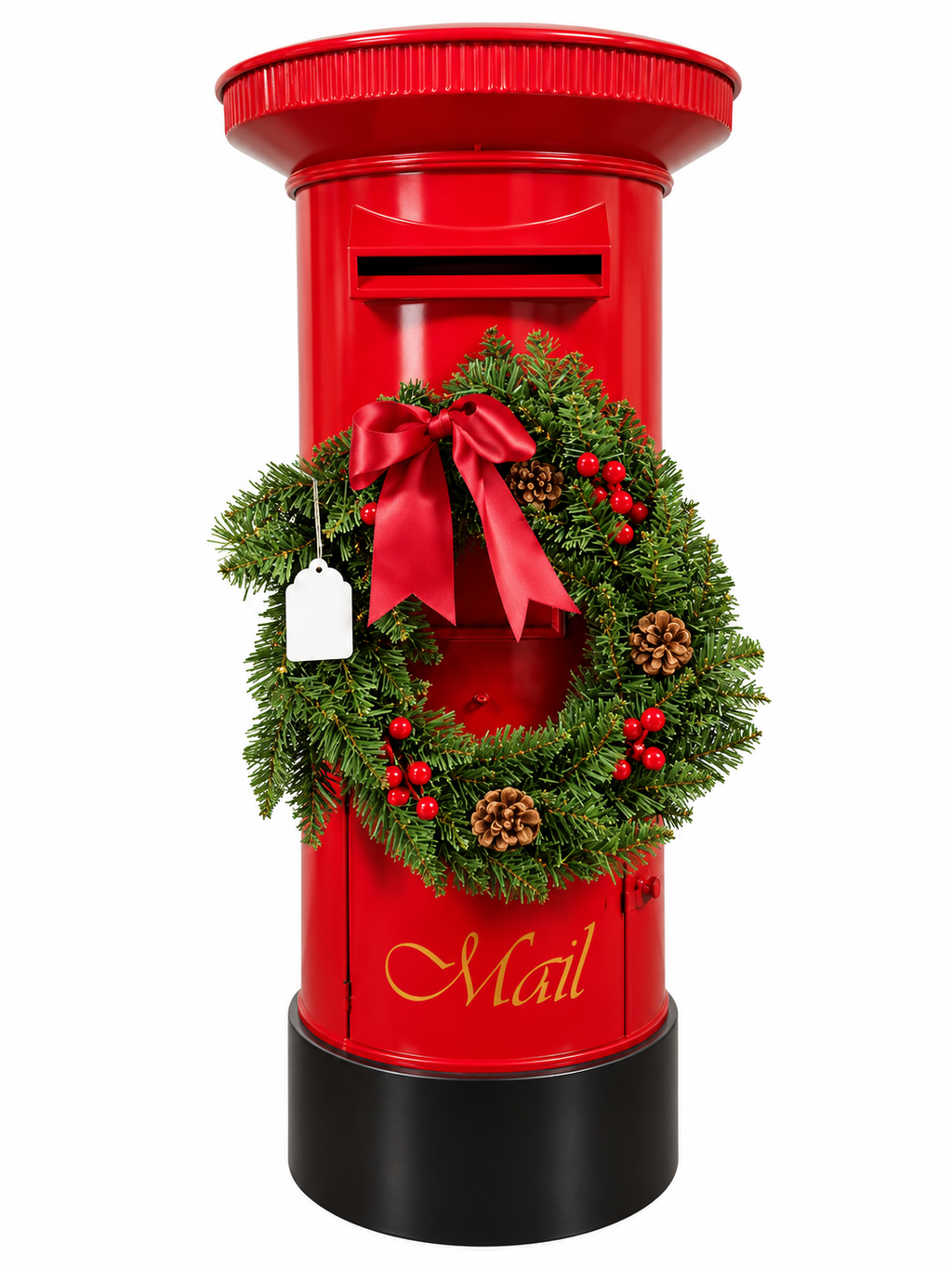 Metal Post box with Wreath - Large
