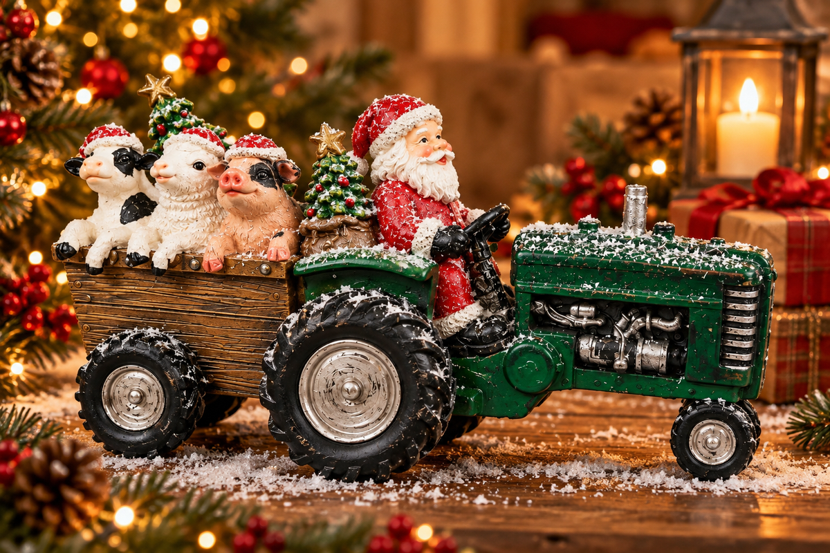 Santa with Green Tractor