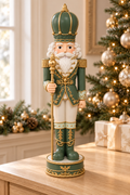 Mint green & Gold Nutcracker with Stick