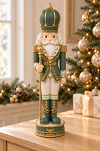 Mint green & Gold Nutcracker with Stick