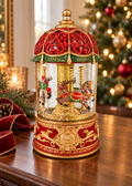 Festive Reindeer Carousel Snow Globe