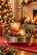 Round Mirror Tray with Handles, Medium