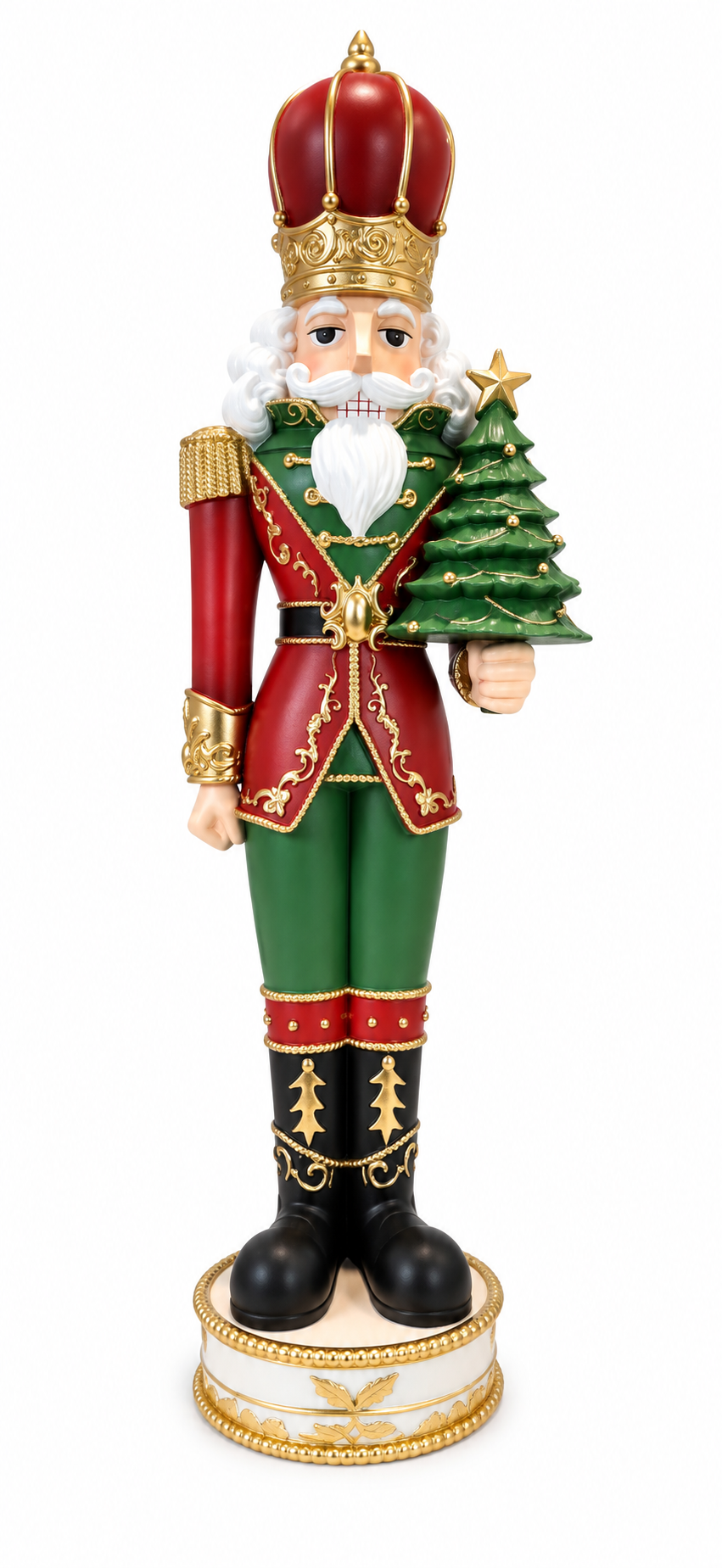 Royal Red & Gold Nutcracker With Christmas tree